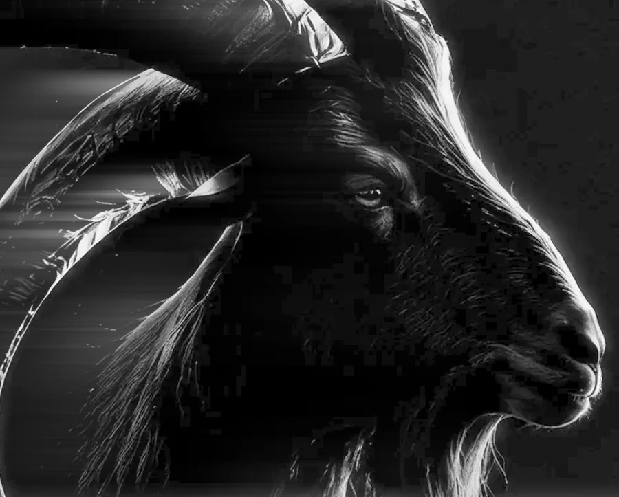 Abstract goat portrait with motion trails
