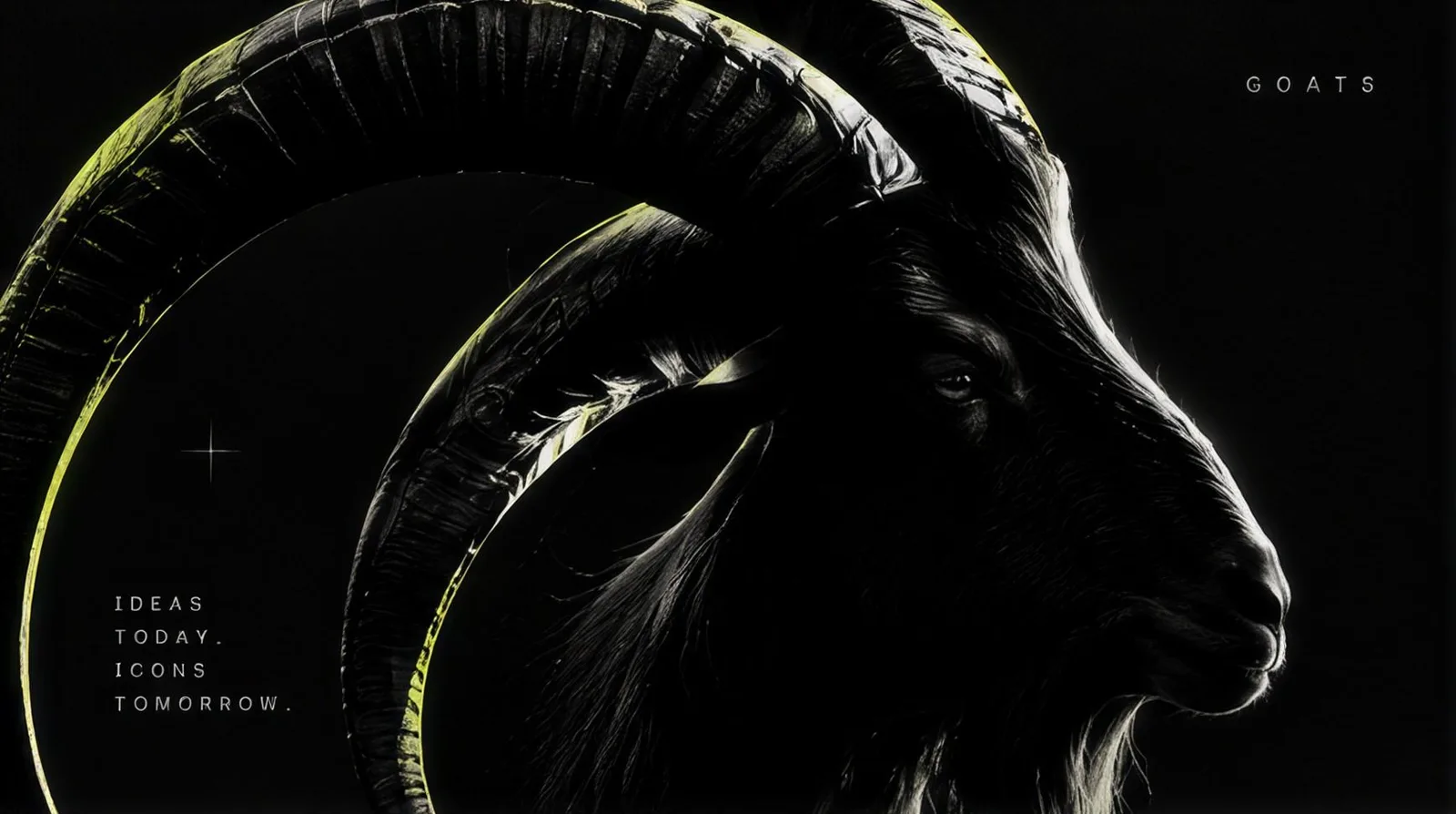A goat in shadow with glowing horns