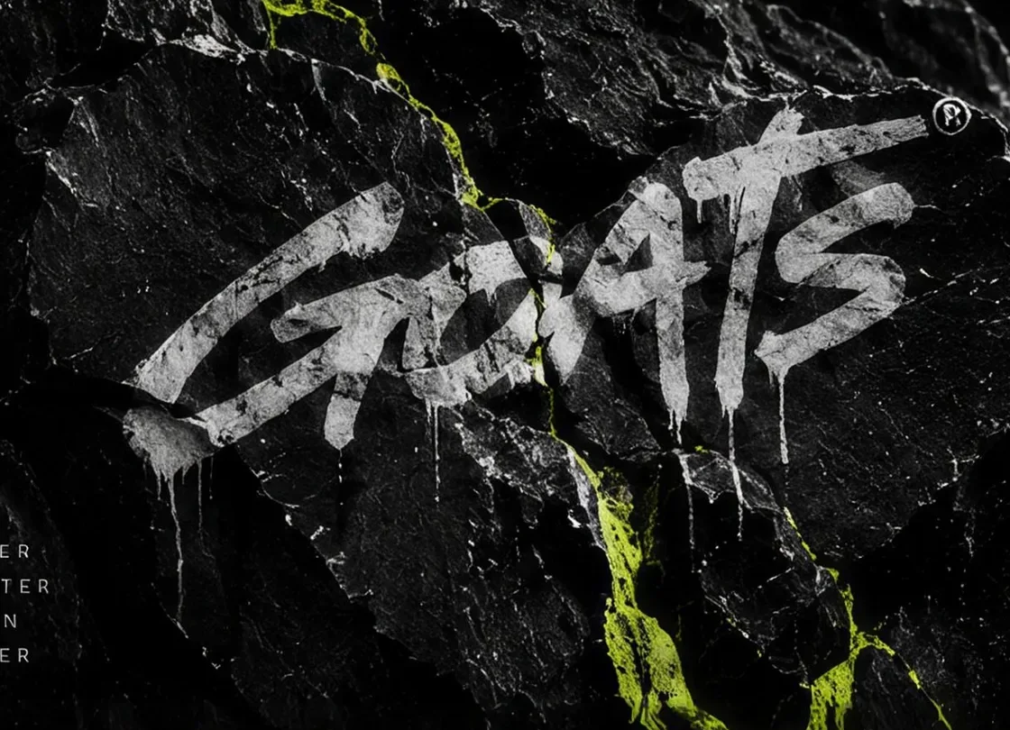 GOATS painted on dark rock